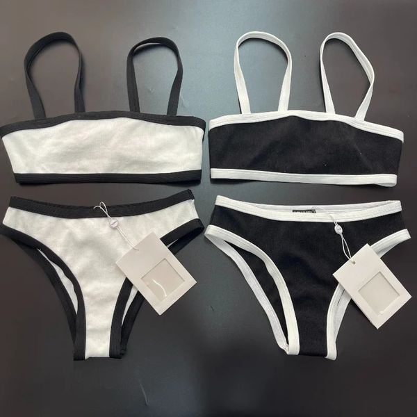 Filles lettres CC maillot de bain 2 pièces luxe maillot de bain ensemble bikini maillot de bain pour femme noir et blanc bikini ensemble 240110