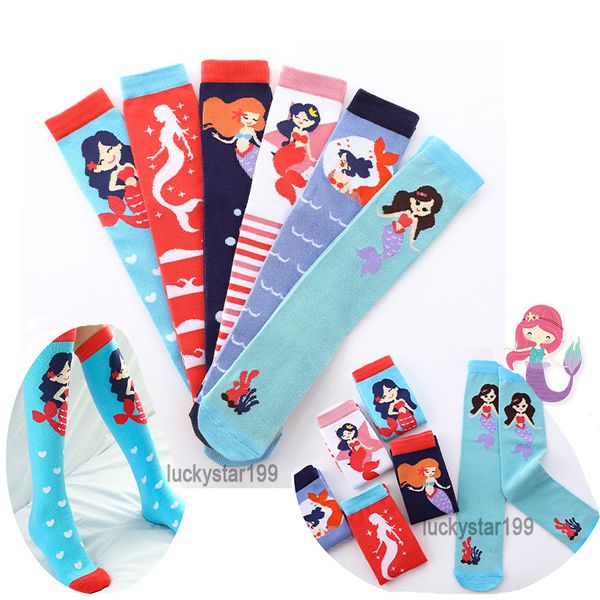 Calcetines largos por encima de la rodilla para niñas, medias de algodón de diseño con dibujos de unicornios o sirenas, calcetines más cálidos para niños