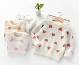 Les filles aiment le pull tricoté en forme de coeur pull enfants col rond à manches longues princesse hauts enfants Valentine039s Day pull Q43541960726