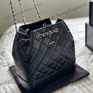Filles Luxury Calfskin TrawString Backet Backpack Sac à dos Black Blanc Patchwork Sac Purse Young Aged Bwo-Tone Chain Sprle Sprle Crossbody Body Pocket Pocket