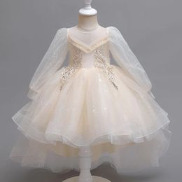 Girls Luxury elegante Boda de boda Vestidos de noche 2023 Formal 10 años Niños para niños Vestido de manga larga 240318