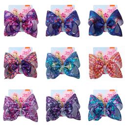 Meisjes zeemeermin boog haar clip baby kinderen glanzende boog gedrukte kleurrijke barrettes haarclips kinderen hoofdtooi accessoires HA588