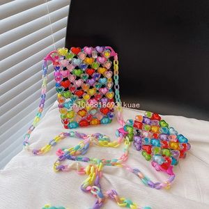 Girls Mini Jelly Crossbody Sacs Jontiles Perles tissées pour enfants Pagnières de monnaie Girl Girl Pouch, sacs-petits et sacs à main 240520