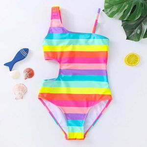 Filles One Piece Tight 3-10 Ans Arc-En-Ciel Maillots De Bain Enfants 2022 Nouveau P230602