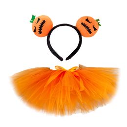 Meisjes oranje pompoen tutu rokken baby ballet tule pettiskirts met haarbow kinderen verjaardag Halloween cosplay feestkostuums rok