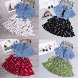 Meisjes outfit Set Summer Kids Dress Suits Teenage Dot Sling Girls Clothing Robe Fill Enfant 4-8-12 jaar oud Ensemble Fillle 220509