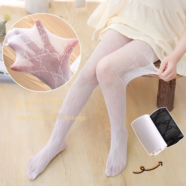 Pantimedias para niñas, medias huecas finas de verano, estilo coreano, lazo de malla para bebés con pies, calcetines antimosquitos 240322