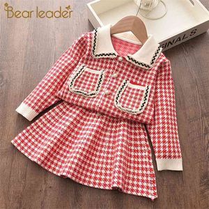 Meisjes feestjurk herfst kinderen plaid jurken winter lange mouw trui vestidos peuter baby outfits 2 6 jaren 210429