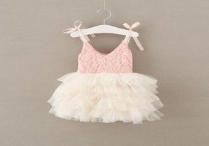 Meisjes feestjurken kinderen Bows jarretel tule tutu jurk kinderen V-hals kant taart prinses kleding A05065646139