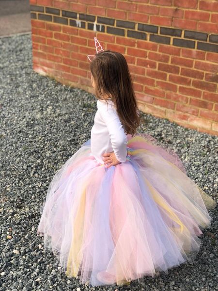 Filles Pastel Long Tutu Jupes Enfants Danse À La Main Tulle Pettiskirts Jupons Enfants Anniversaire Fête De Noël Costume Jupes 220423