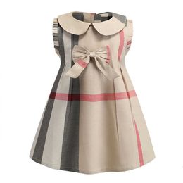 Robe d'été à carreaux pour filles, tenue de princesse pour petite fille, en pur coton, jupe débardeur pour enfants, nouvelle collection