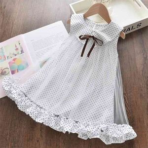 Girls Polka Dot Robes Été Ensems Enfants Sweet Princesse Outfits Bow-Knot Vestidos Enfants Cute Cuissons 2 6e 210429