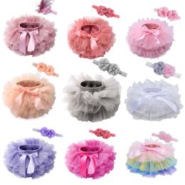 Meisjes PP Broek Hoofdband Pakken Baby Tutu Rokken Haarband Outfits Kids Designer Kleding Prinses Tule Ballet Rok Culotte Broekrok Pettiskirts Mini Jurken