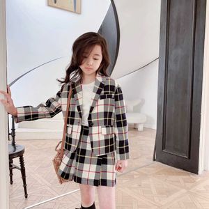 Girls Preppy Style Kids Set Spring Baby Jacket With Jirt 2pcs cosits Tops