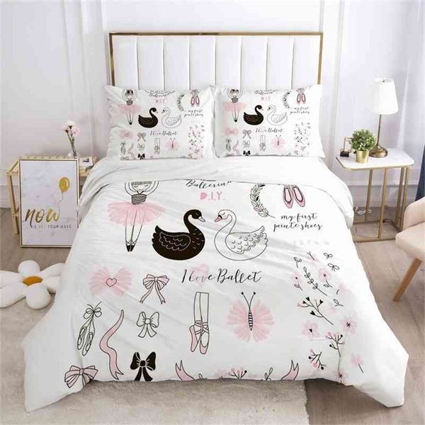 Filles princesse dessin animé ensemble de literie pour bébé enfants enfants berceau housse de couette ensemble taie d'oreiller couverture housse de couette belle rose 210706