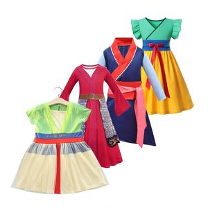 Filles Princesse Robe HuaMulan Cosplay Costume Enfant Halloween Performance Robes De Soirée Enfants Ancien Héros Chinois Hanfu Vêtements 210331