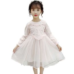 Girls Princess Dress Messh for Girl Lace Kids Pearls Disfraz 6 8 10 12 14 210528