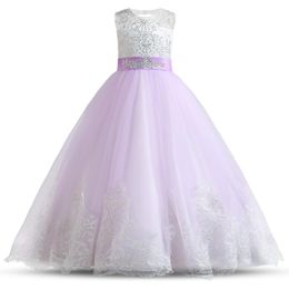 Girls Princess Lilac Pageant Dress Long Dress Kids Tulle Prom Ball Vestidos