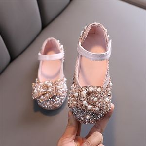 Zapatos de princesa para niñas, zapatos de cuero para niños, perlas brillantes para bebés, para fiesta y boda, primavera y verano 220225