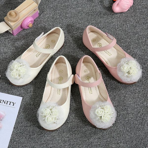 Filles princesse chaussures perle bowknot bébé enfants chaussures en cuir blanc rose infantile enfant en bas âge enfants protection des pieds chaussures décontractées k8Rt #