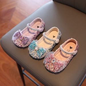 Girls Princess Shoes Pools Crystal Dream Sparkly Children Ballet Flats 26-36 Three Colors Autumn Beautiful Kids Mary Janes 240507