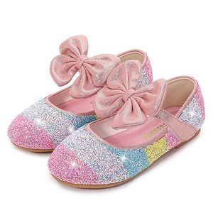 Niñas Princesa Primavera Otoño Cuero Cristal para niños Fondo suave antideslizante Zapatos individuales Tamaño 24-37 210306