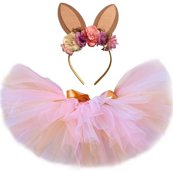 Filles lapin Tutu jupe tenue Halloween fête lapin de Pâques Costume bébé fille ensemble mignon moelleux Tulle jupes pour enfants 0-14Y 220326