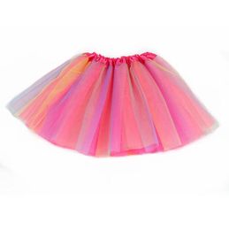 Girls Rainbow Tutu Skirt Dance Party Ballet Tulle Tul Children Rainbow Mesh Tutu Falda para niños