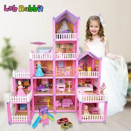 Girls Roombox DIY Dollhouse Accessories Meubles Kit Princess Dream Castle Villa Assemble Doll House Kid Pretend Play Toys Gift 240328