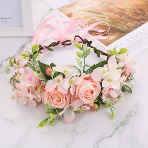 Meisjes rose garland bruid vakantie accessoires bruiloft rotan weven krans kinderen prinses haarbanden Boheemse pageant slingers S179