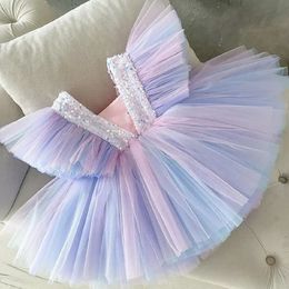 Meisjes ruches prinsesjurk voor kinderen bruiloft elegant feest tutu prom jurk kinderen verjaardag optocht communie formeel vestidos 240411