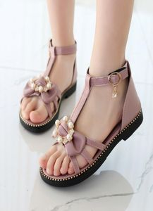 Girls Sandals For Children Nieuwe Summer Fashion Princess Pearl Soft Child Child Student Flat Sandals2436012