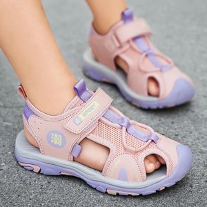 Girls Sandals Kids Toe Anticollision Cutout Summer Student Anti Slip Softsleed Beach Shoes 240516