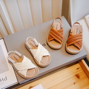 Girls Sandals Zomer Casual strandschoenen Toddler Kinderen Jeugd zachte zool sandaal beige bruine maat euter 23-37 n4ll#