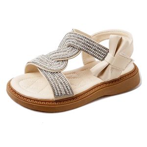 Girls Sandals Zomer Fashion Pearl Rhinestone Children's Roman Beach Shoes Baby Girls Princess Sandals 240514