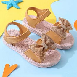 Meisjes sandalen zomer zoete schattige bowknot prinses schoenen casual comfortabele ademende zachte bodem strand kinderen 240420