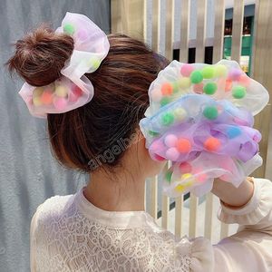 Filles Seersucker cheveux corde couleur bonbon boule de poils élastique gros intestin boucle tête cordes femmes accessoires de mode