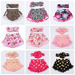 Meisjes pailletten polka dot shorts baby meisje kwastje korte broek hoofdbanden set kids shorts POM POM korte kinderen shorts luipaard outfits ezyq268