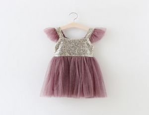 Robes de princesse à paillettes pour filles, vente d'été, nouvelle robe tutu en tulle pour enfants, robe à bretelles de marque pour enfants, fête de noël dr9858812