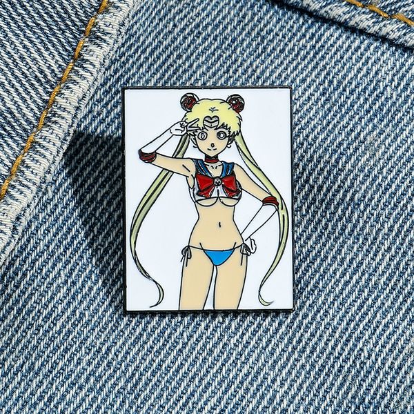 Girls Sexy Sailor Moon Enamel Pin Juego de la película Citas de la película Brooch Insignia de películas de anime lindas Pins de esmalte duro