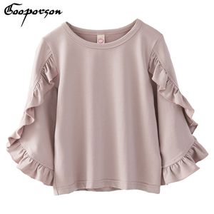 Filles Chemise À Manches Longues Volants Kdis Fille Automne Élégant Tee Design Mode Tops Vêtements Enfants Outwear Tenues 210508