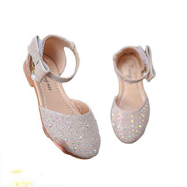 Zapatos para niñas Primavera Verano Nuevos zapatos de princesa Sandalias para niñas Moda para niños Zapatos de cristal para niños Sandalias de suela blanda Nia G220418
