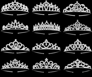 Corona de diamantes de imitación plateada para niñas, Tiaras de cristal, Tiara de princesa, diadema, accesorios para el cabello de estilo lindo para boda, graduación, fiesta de cumpleaños