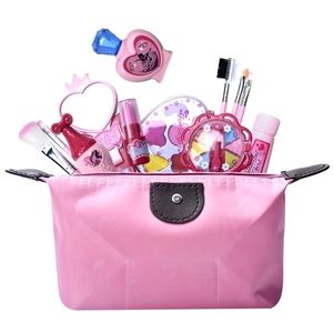 Girls Simulation Eye Shadow Makeup Kit Pretend Play Cosmetic Bag Role Play Classic Pretend Toys For Children - Pink Rosy LJ201009