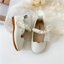 Filles Unique Princesse Perle Peu Profonde Enfants Plat Enfants Bébé Bowknot Chaussures Printemps Automne Fête De Mariage Cadeau 220705