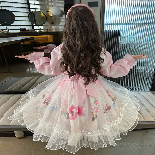 Filles jupe mode bébé un an célébration et automne fille princesse printemps robe pour enfants 240311