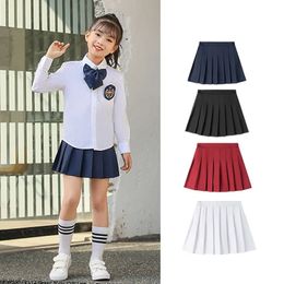 Girls rok stevige kleurrokken voor kinderen kinderen geplooide rok zomer college stijl school plaid tiener rok kleding 240515