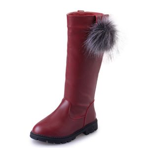 Filles bottes de neige en cuir PU solide enfants chaussures mode fermeture éclair genou-haute bottes pour filles enfants bottes d'hiver taille 26-37 LJ200911