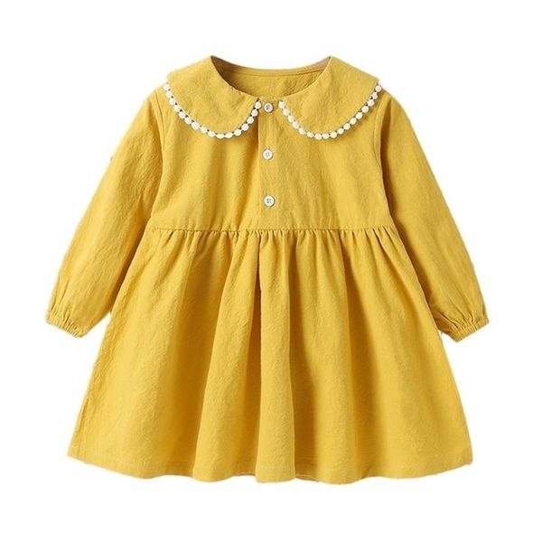 Robe de printemps pour filles version coréenne de vêtements pour enfants jaunes et princesse d'automne P4674 210622