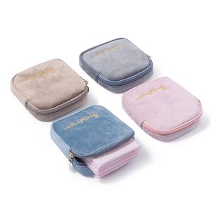 Meisjes vierkante munt portemonnees luier servet opbergtas fluwelen sanitaire pads tassen sieraden organizer oortelefoon pouch cosmetisch geval